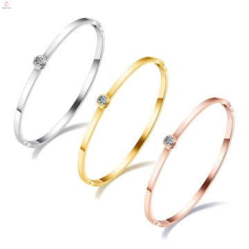 Stainless Steel Anniversary Gifts For Girls Crystal Women Open Bangle Bracelet